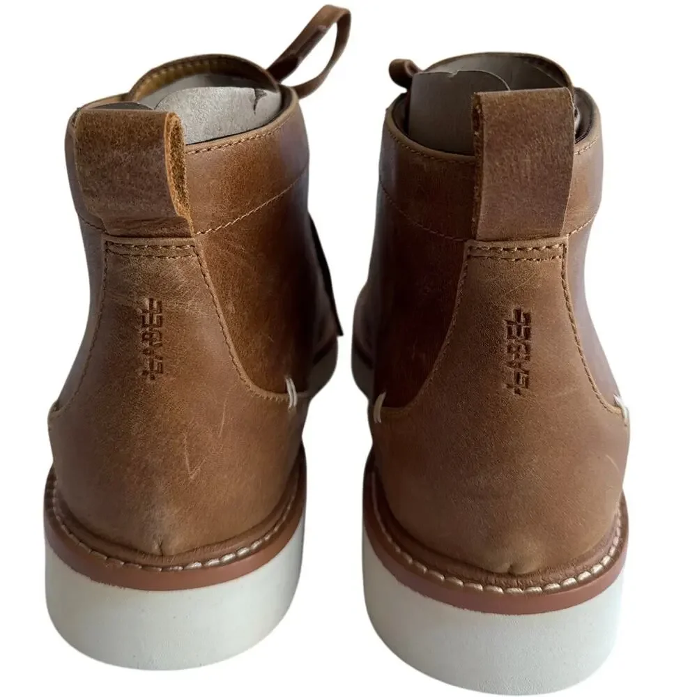 LABEL Go-to Moc‎ Boot Men's Size 9 M Brown Leather Ankle Lace Up Vibram Sole
